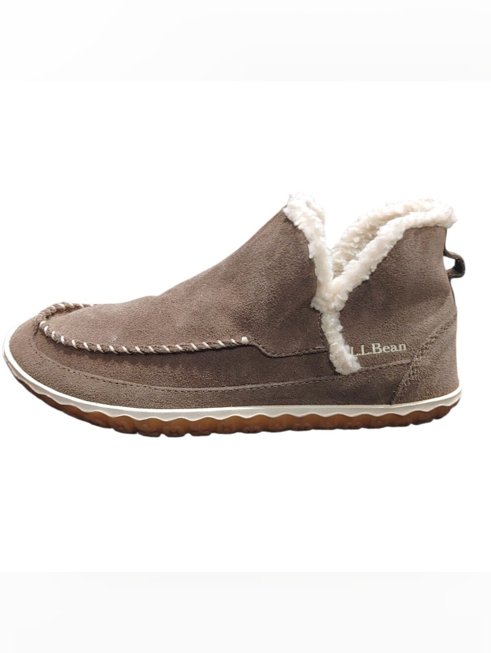 L.L. Bean Taupe Gray Suede Mountain Boot Moccasin Slippers Women's Size 9